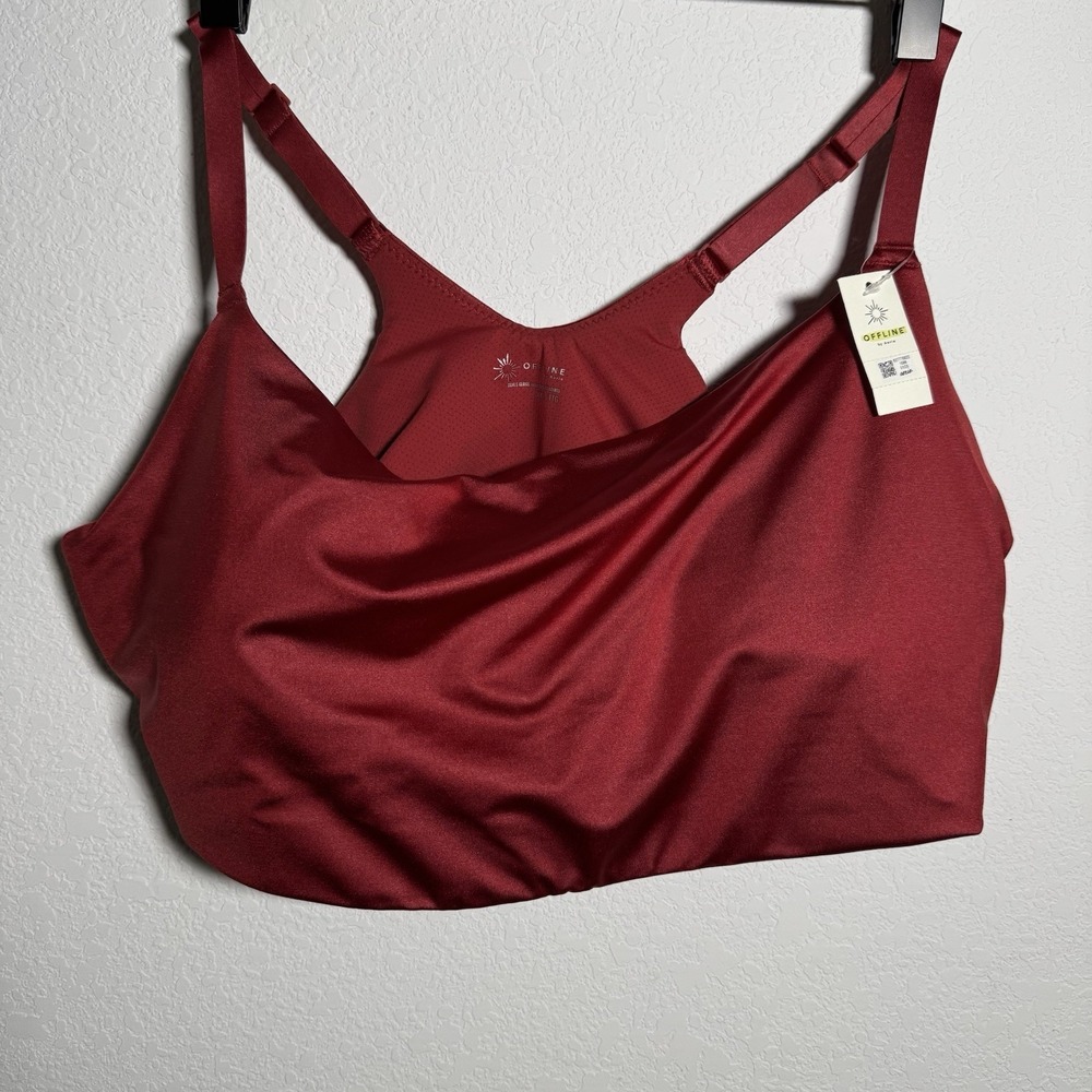 NWT!! OFFLINE by Aerie | Red Shine Sports Bra Adjustable |‎ Size XXL